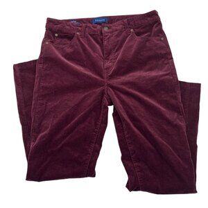 Talbots Womens High-Rise Straight Corduroy Pants Size 8 Burgundy Casual Lightwei